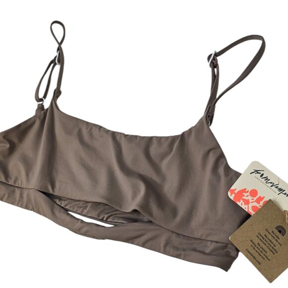 Free People Toast Swimwear Cut Out Bikini Top, Cocoa, Brown, Size Large - Picture 2 of 8